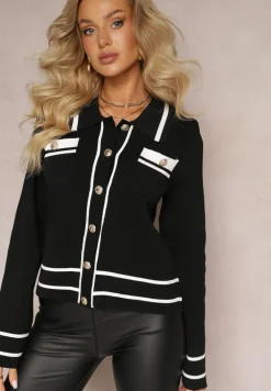 Czarny Zapinany Kardigan z Wiskozy Muminah