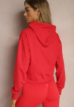 Czerwona Bluza z Kapturem i Bawełną Ozdobiona Ściągaczami Evianae