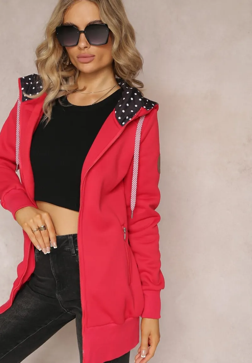 Czerwona Bluza z Kapturem i Polarem Halimins