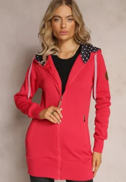 Czerwona Bluza z Kapturem i Polarem Halimins