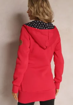 Czerwona Bluza z Kapturem i Polarem Halimins
