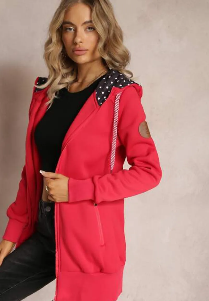 Czerwona Bluza z Kapturem i Polarem Halimins