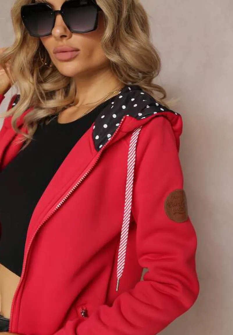 Czerwona Bluza z Kapturem i Polarem Halimins