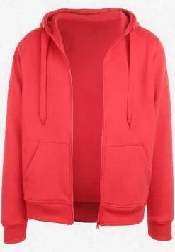 Czerwona Casualowa Rozpinana Bluza z Kapturem i Polarem Shuberta