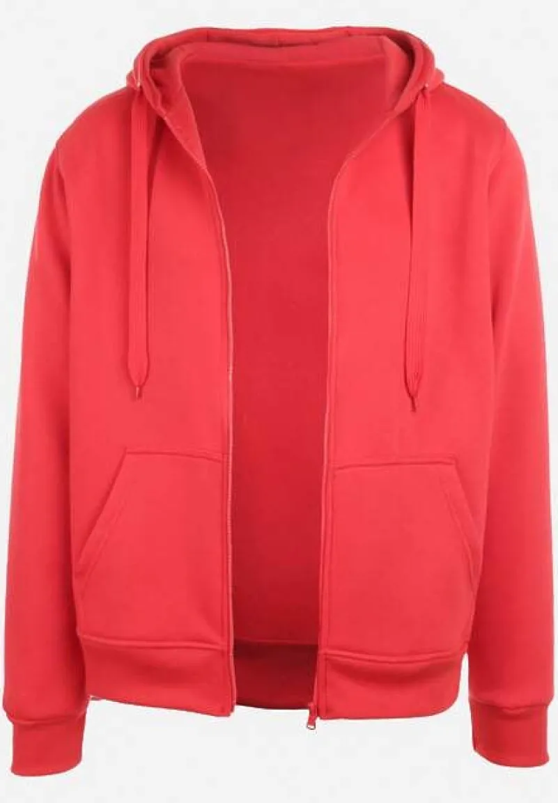 Czerwona Casualowa Rozpinana Bluza z Kapturem i Polarem Shuberta