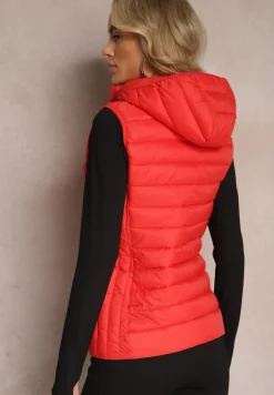 Czerwona Kamizelka Pikowana z Kapturem Dominica