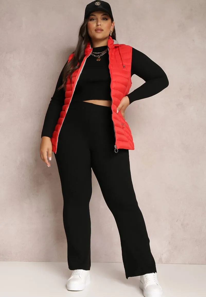 Czerwona Kamizelka Pikowana z Kapturem Siami