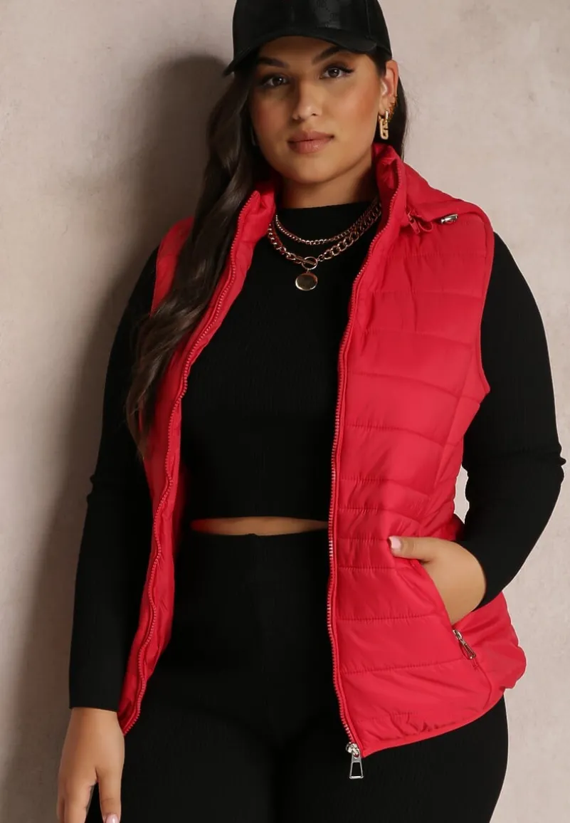 Czerwona Kamizelka Pikowana z Kapturem Rithe