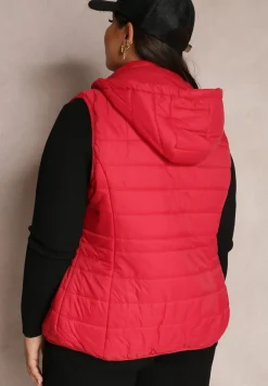 Czerwona Kamizelka Pikowana z Kapturem Rithe
