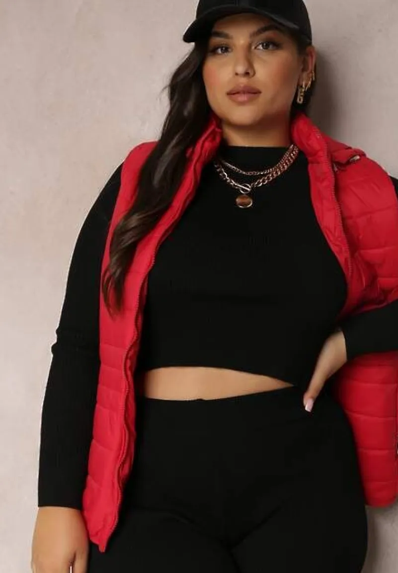 Czerwona Kamizelka Pikowana z Kapturem Rithe