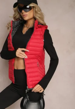 Czerwona Kamizelka Pikowana z Kapturem Cicco