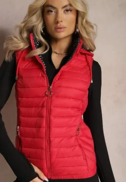 Czerwona Kamizelka Pikowana z Kapturem Cicco