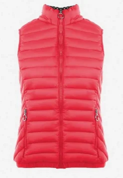 Czerwona Kamizelka Pikowana z Kapturem Cicco