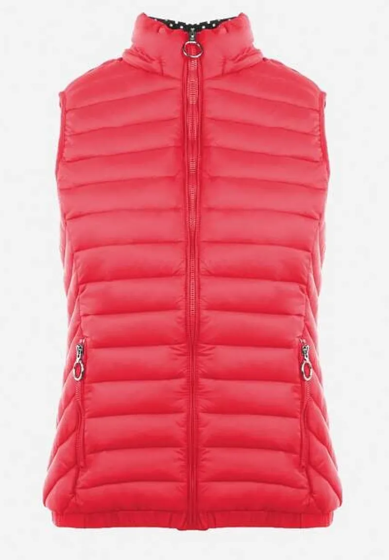 Czerwona Kamizelka Pikowana z Kapturem Cicco