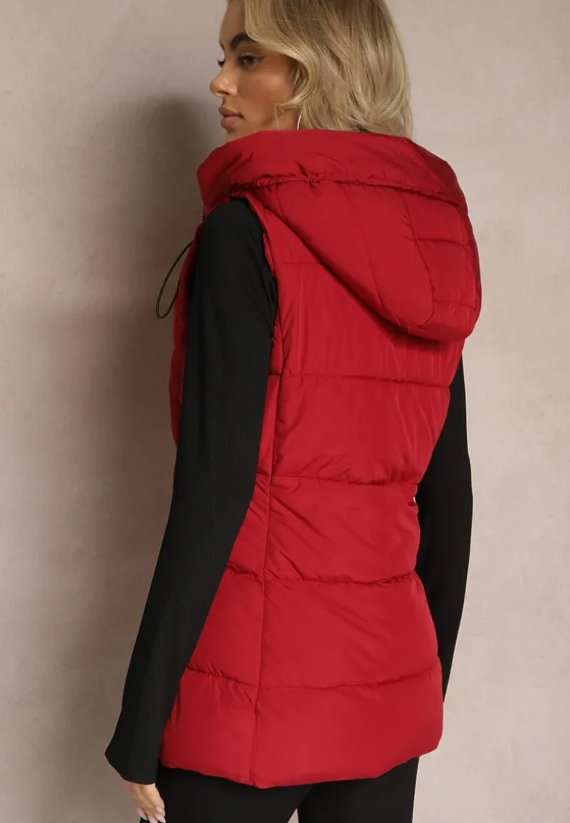 Czerwona Kamizelka z Kapturem Pikowana Superra