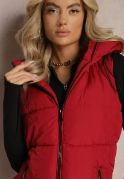 Czerwona Kamizelka z Kapturem Pikowana Superra