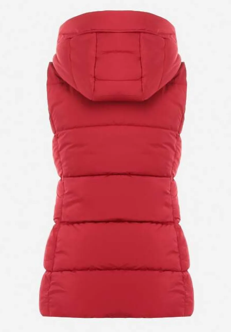 Czerwona Kamizelka z Kapturem Pikowana Superra