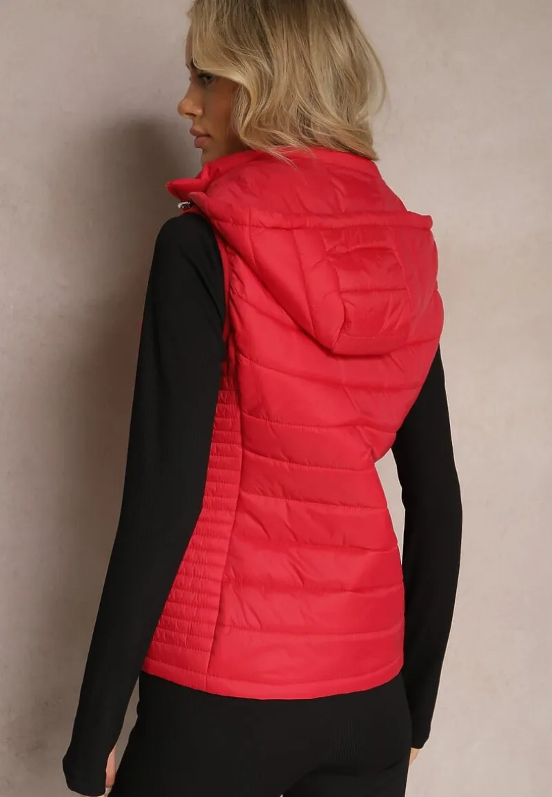 Czerwona Kamizelka z Kapturem Pikowana Chela