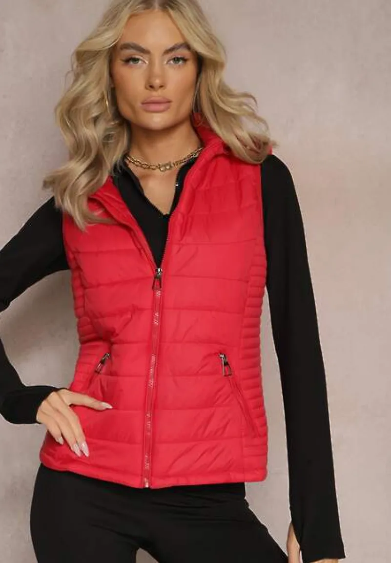 Czerwona Kamizelka z Kapturem Pikowana Chela