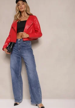 Czerwona Kurtka w Stylu Ramoneski z Guzikami Sesiloria