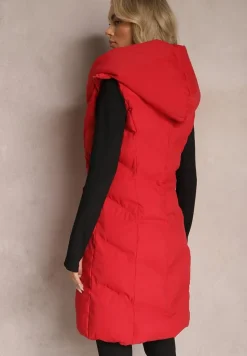 Czerwona Pikowana Kamizelka z Kapturem Roobani