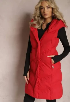 Czerwona Pikowana Kamizelka z Kapturem Roobani