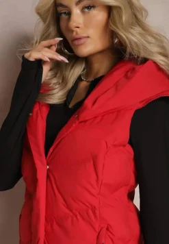 Czerwona Pikowana Kamizelka z Kapturem Roobani