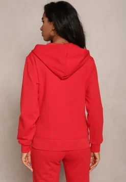 Czerwona Rozsuwana Bluza z Kapturem Lecua