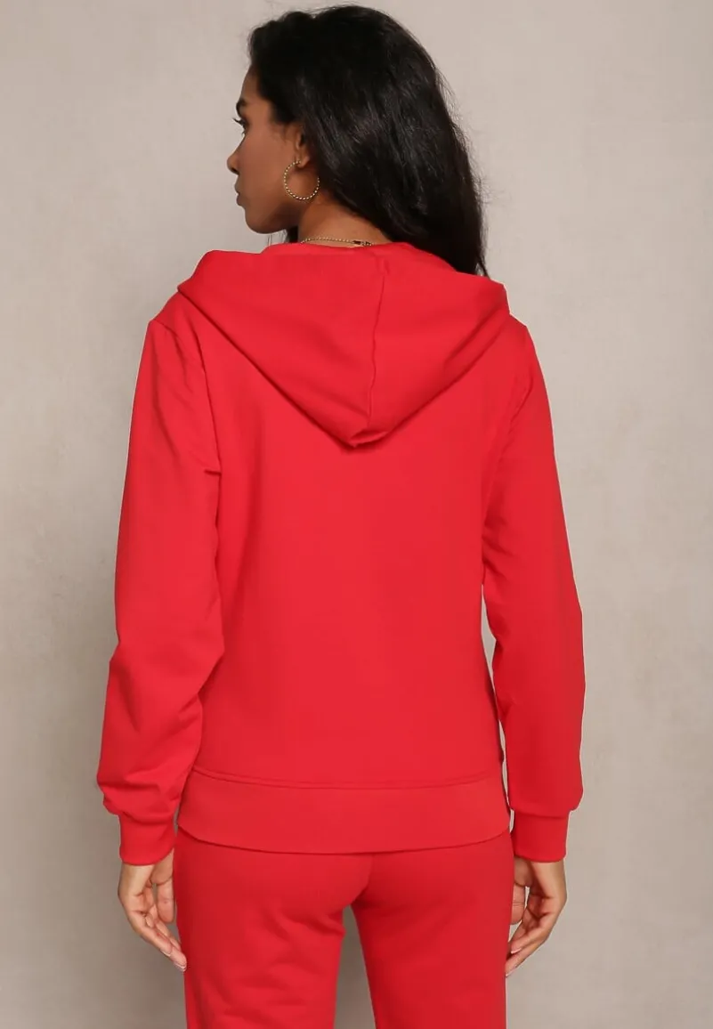 Czerwona Rozsuwana Bluza z Kapturem Lecua