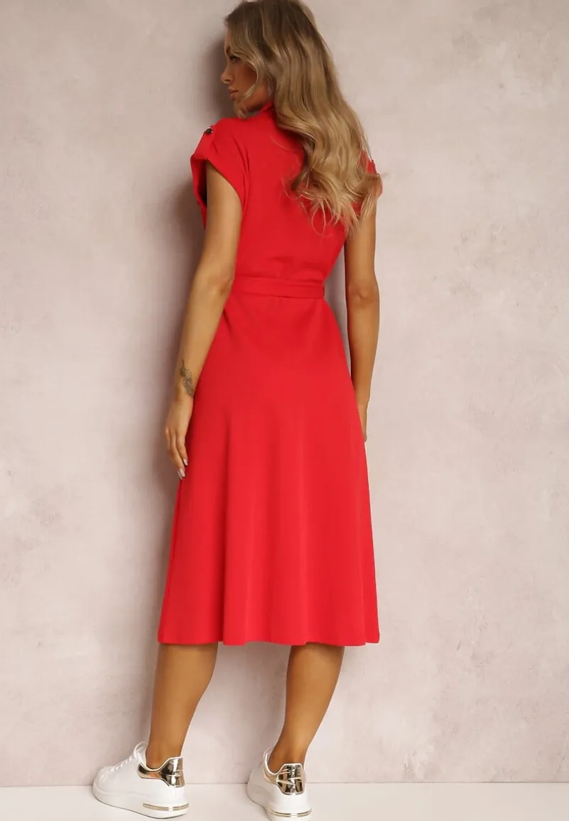 Czerwona Sukienka Koszulowa Eiditrite