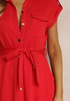 Czerwona Sukienka Koszulowa Eiditrite