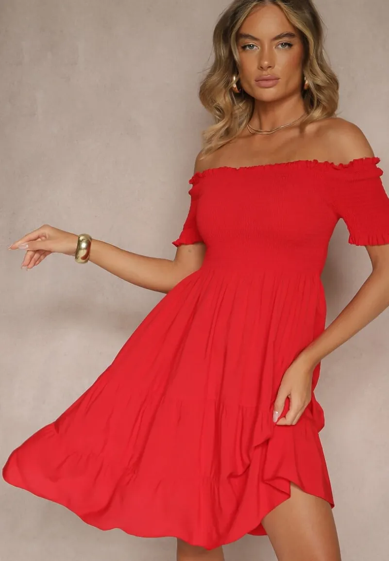 Czerwona Sukienka z Bawełny Hiszpanka Tolarelle