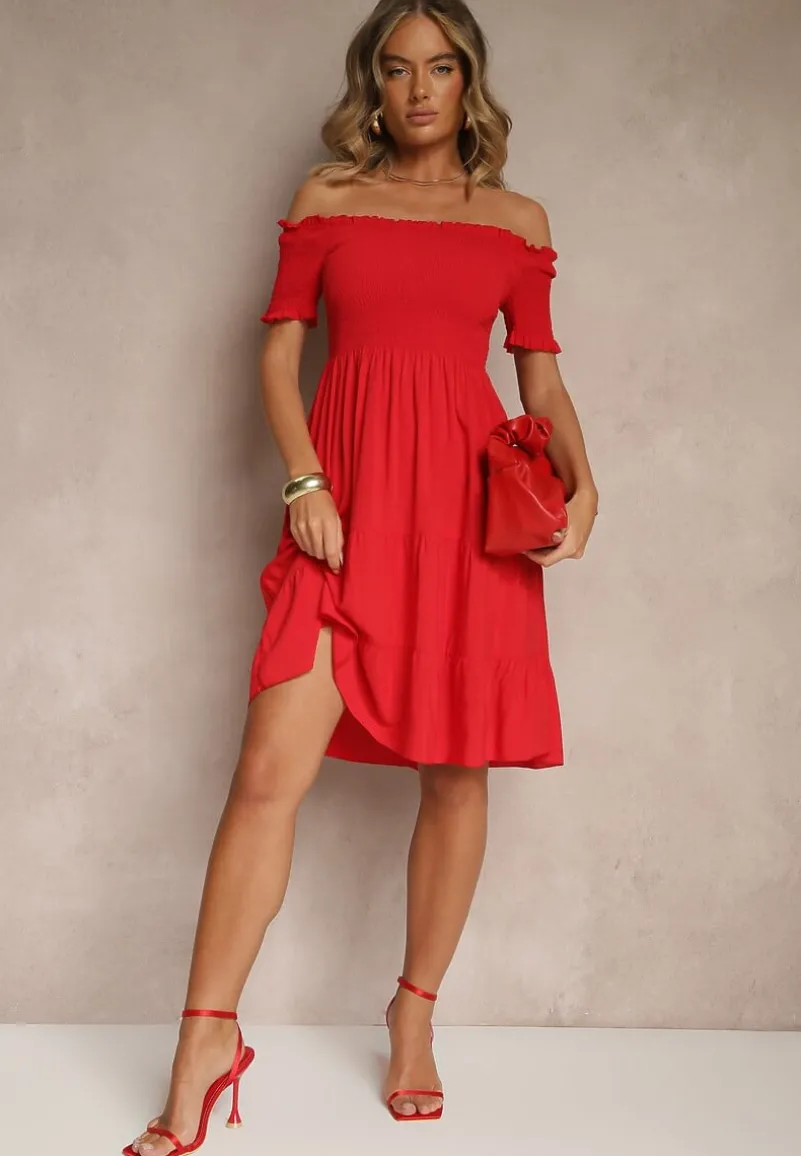 Czerwona Sukienka z Bawełny Hiszpanka Tolarelle