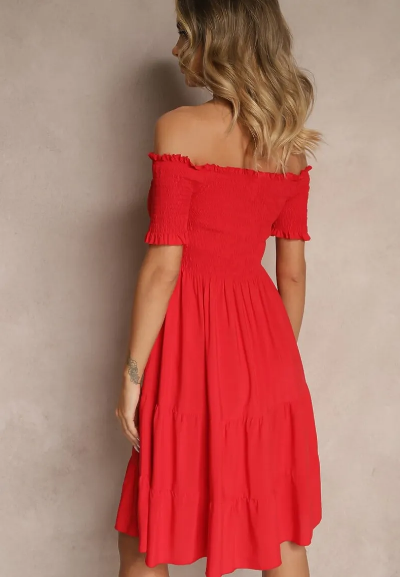 Czerwona Sukienka z Bawełny Hiszpanka Tolarelle