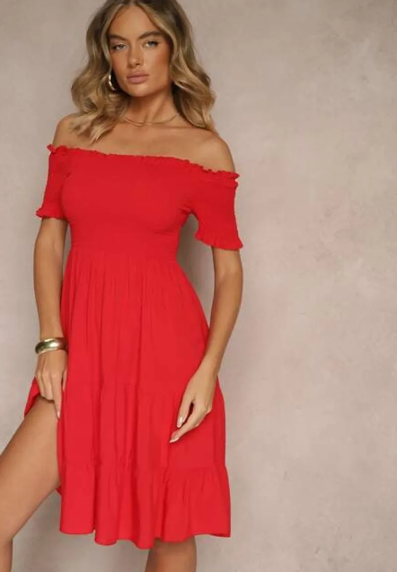 Czerwona Sukienka z Bawełny Hiszpanka Tolarelle