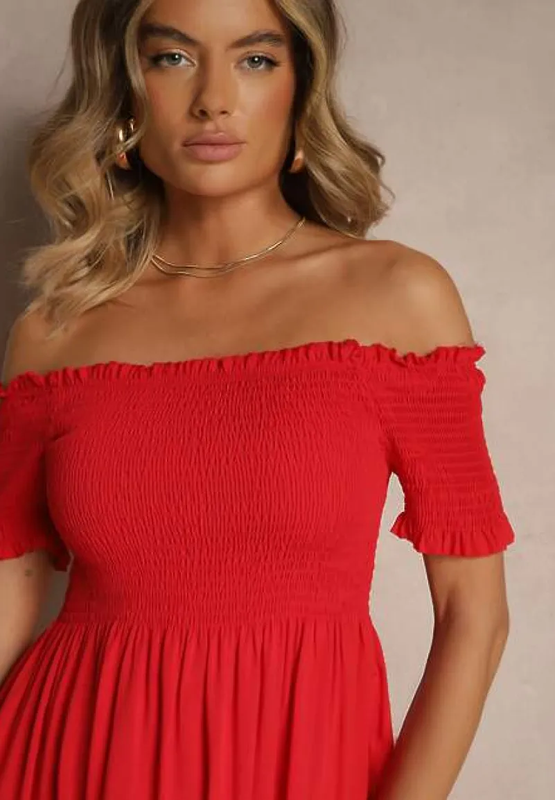 Czerwona Sukienka z Bawełny Hiszpanka Tolarelle