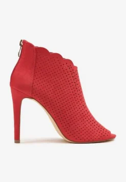 Czerwone Ażurowe Sandały Vices na Szpilce Selith
