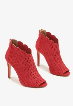 Czerwone Ażurowe Sandały Vices na Szpilce Selith