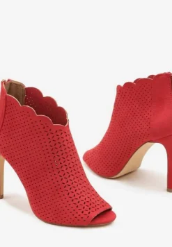 Czerwone Ażurowe Sandały Vices na Szpilce Selith