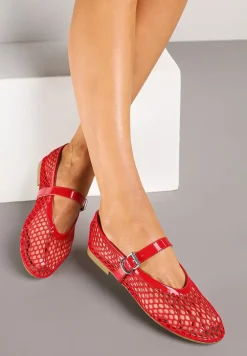 Czerwone Balerinki w Stylu Mary Jane z Siateczki Miltewi