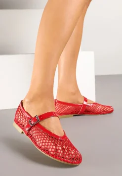 Czerwone Balerinki w Stylu Mary Jane z Siateczki Miltewi