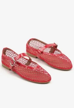 Czerwone Balerinki w Stylu Mary Jane z Siateczki Miltewi