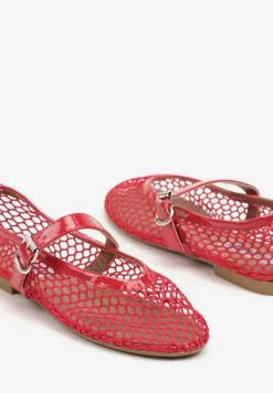 Czerwone Balerinki w Stylu Mary Jane z Siateczki Miltewi