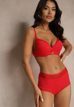 Czerwone Bikini Biustonosz Zdobiony Aplikacją i Majtki Typu Figi Iffirelle
