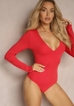 Czerwone Body z Długimi Rękawami z Wiskozą Zaithria