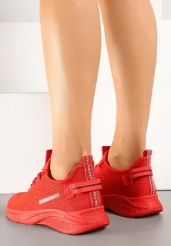 Czerwone Buty Sportowe Sneakersy Ozdobione Tłoczeniem i Napisami Odalene