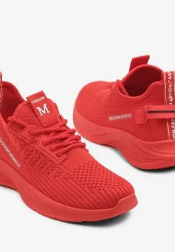 Czerwone Buty Sportowe Sneakersy Ozdobione Tłoczeniem i Napisami Odalene