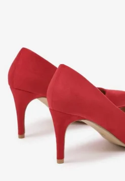 Czerwone Casualowe Czółenka na Szpilce z Wkładką ze Skóry Naturalnej Cleinae