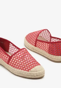 Czerwone Espadryle z Siateczkową Cholewką i Plecionką Lillevi