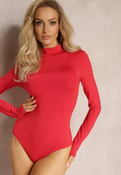 Czerwone Gładkie Body z Półgolfem Nemaga
